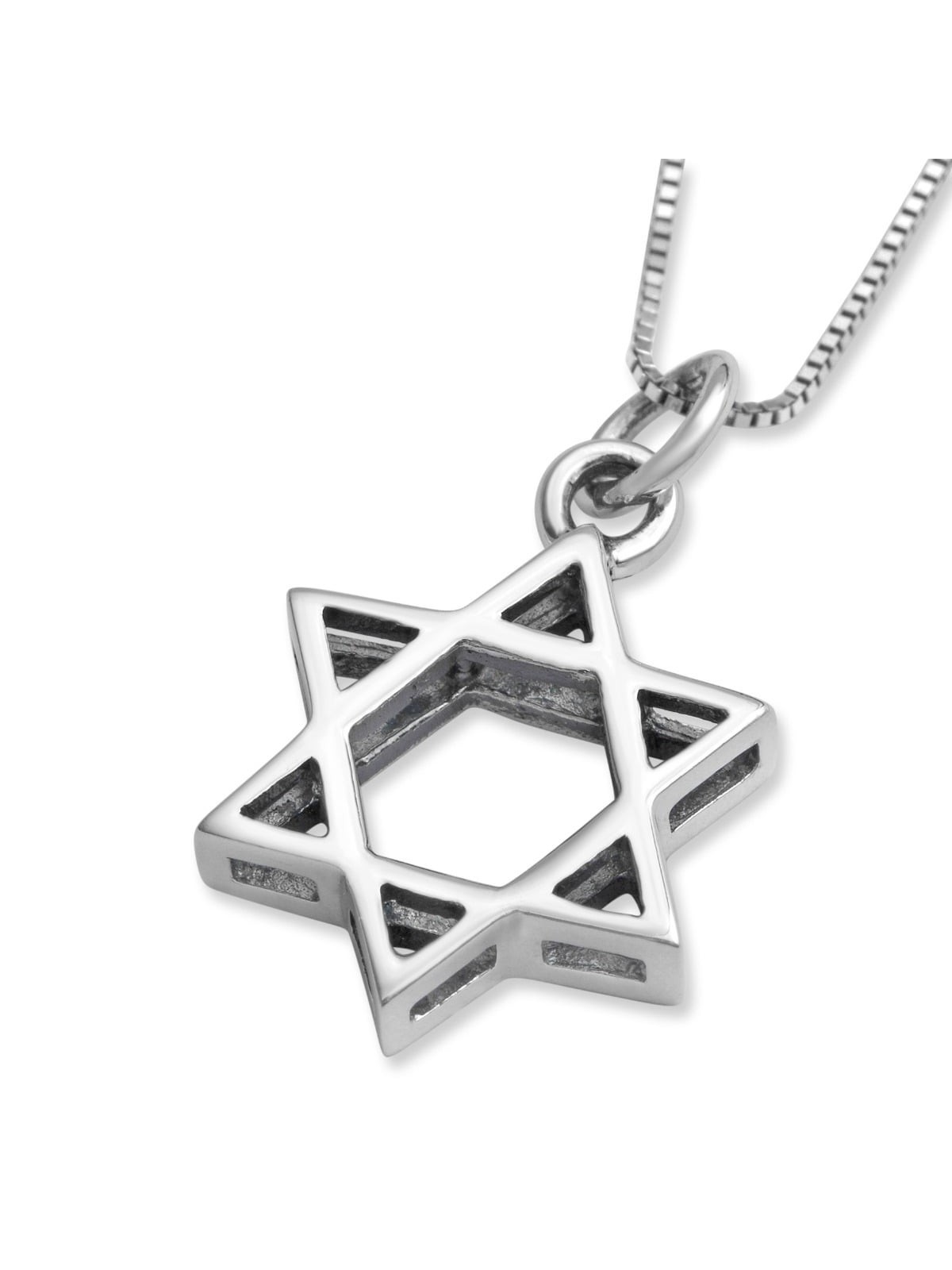 Sterling Silver Double Layer Star of David Pendant Necklace